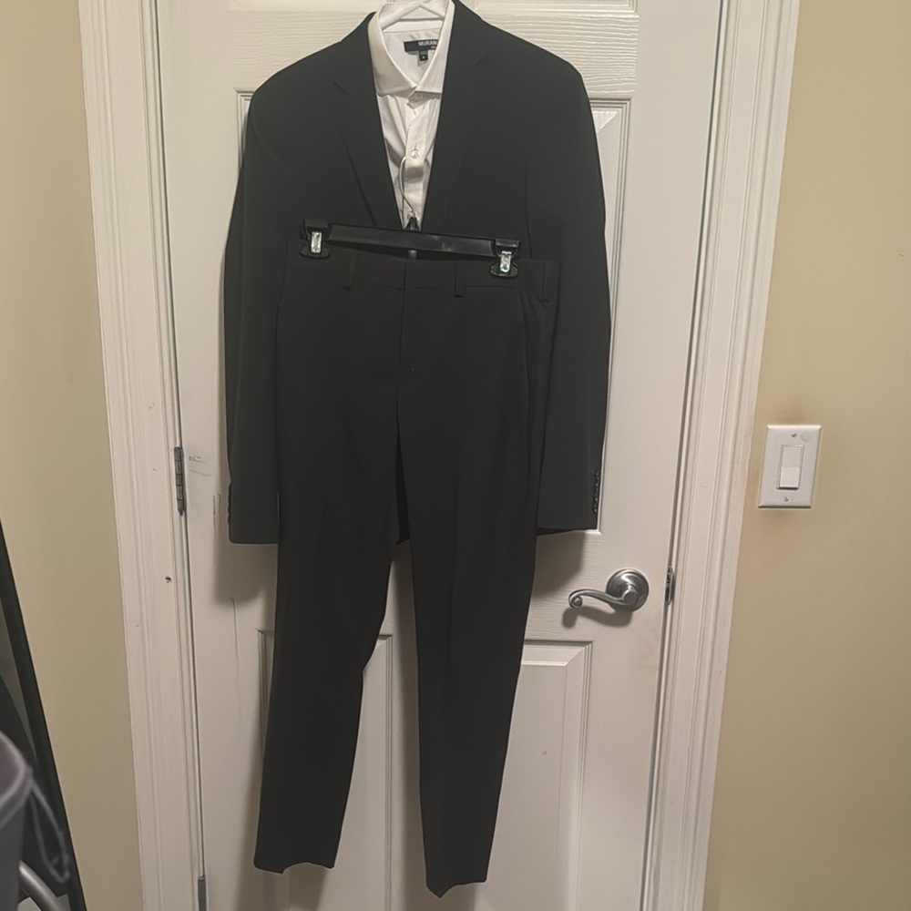 Full Murano Dark Gray Slim Fit Suit with White Shirt